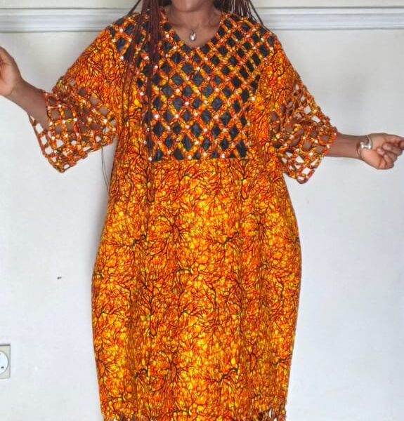 fully embellished African print kaftan